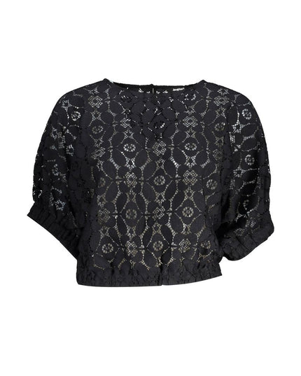 Desigual "Black Polyester Women Blouse with Contrasting Elastic Waistband"