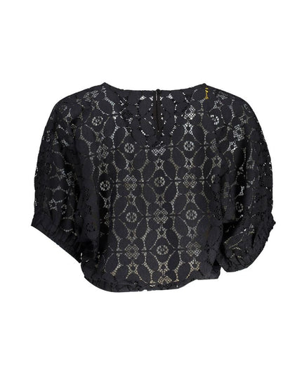 Desigual "Black Polyester Women Blouse with Contrasting Elastic Waistband"