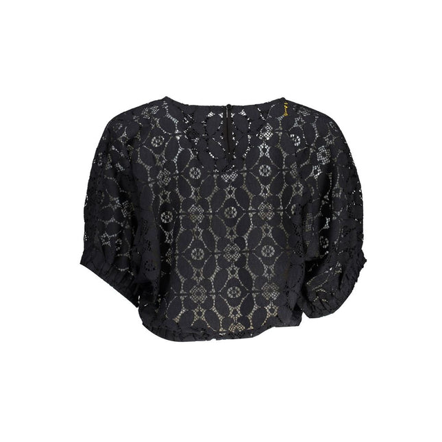 Desigual "Black Polyester Women Blouse with Contrasting Elastic Waistband"