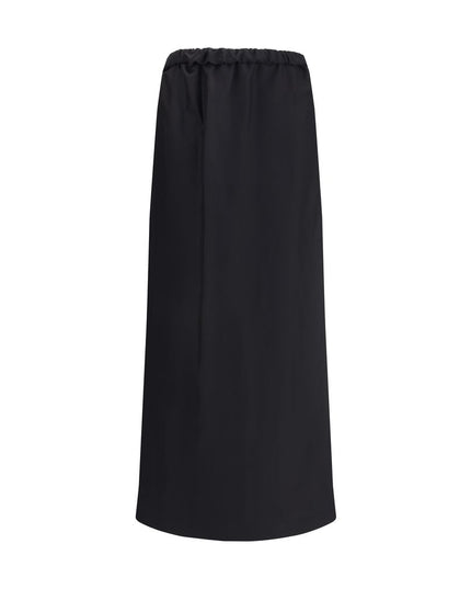The Row Black Cotton Midi Skirt