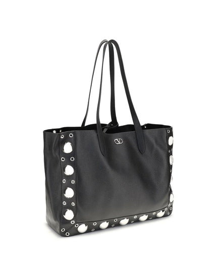 Valentino Garavani Black Calf Leather Bos Taurus Shoulder Bag