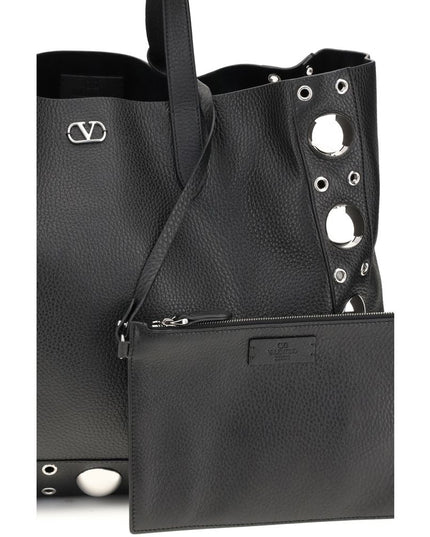 Valentino Garavani Black Calf Leather Bos Taurus Shoulder Bag