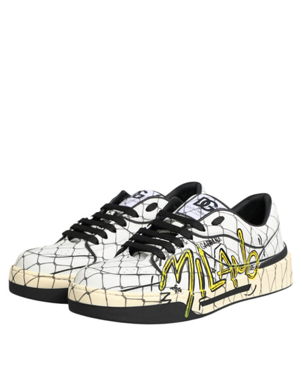 Dolce & Gabbana White Logo Print Low Top Men Sneakers Shoes
