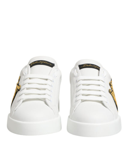 Dolce & Gabbana White Crown Patch Portofino Men Sneakers Shoes