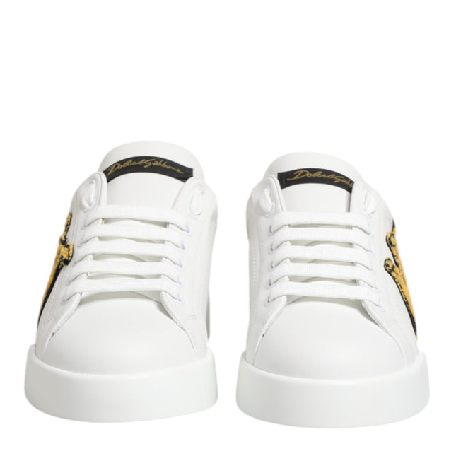 Dolce & Gabbana White Crown Patch Portofino Men Sneakers Shoes