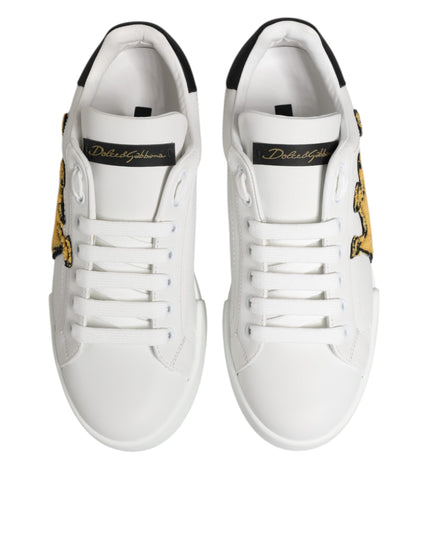 Dolce & Gabbana White Crown Patch Portofino Men Sneakers Shoes