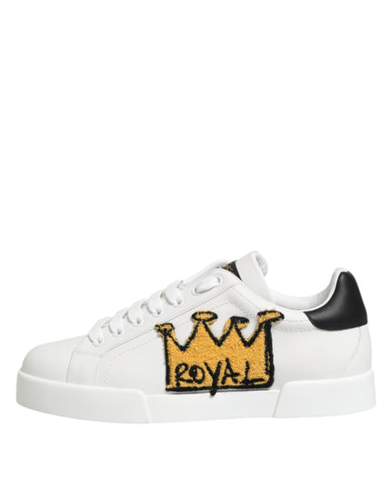 Dolce & Gabbana White Crown Patch Portofino Men Sneakers Shoes