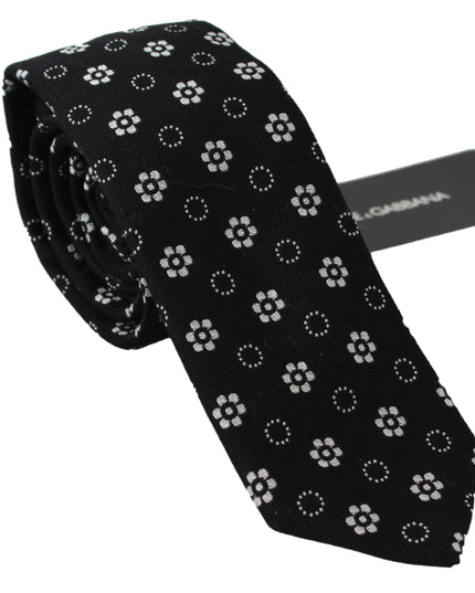 Dolce & Gabbana Black 100% Silk Floral Print Print Classic Tie