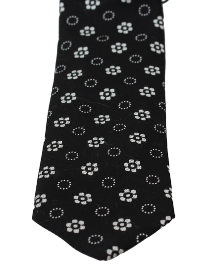 Dolce & Gabbana Black 100% Silk Floral Print Print Classic Tie
