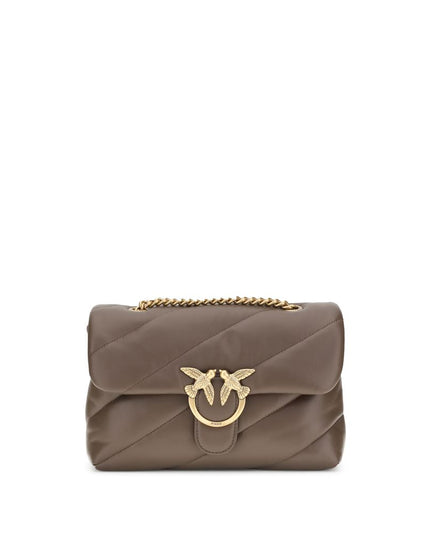 PINKO Brown Calf Leather Bos Taurus Shoulder Bag