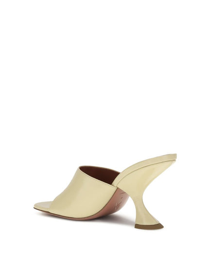 Amina Muaddi Cream Calf Leather Bos Taurus Stiletto Heel Sandals