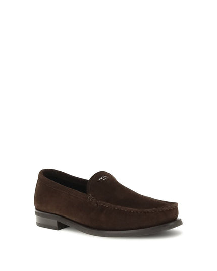 Prada Brown Calf Leather Bos Taurus Slip-On Loafers