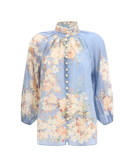 Zimmermann Light Blue Ramie Blouse