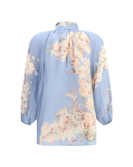 Zimmermann Light Blue Ramie Blouse