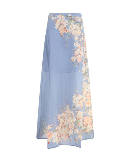 Zimmermann Light Blue Linen Long Skirt