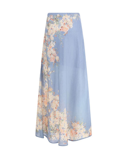 Zimmermann Light Blue Linen Long Skirt