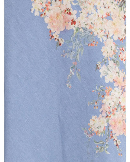 Zimmermann Light Blue Linen Long Skirt