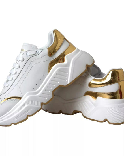 Dolce & Gabbana White Gold DAYMASTER Leather Sneakers Mens Shoes