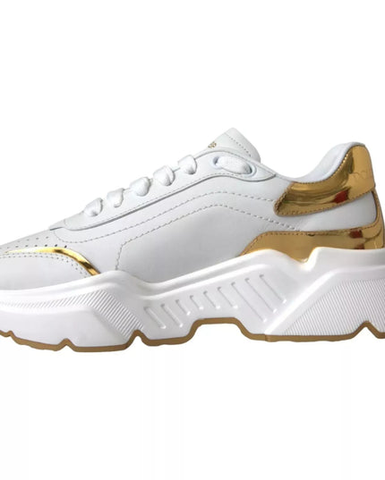 Dolce & Gabbana White Gold DAYMASTER Leather Sneakers Mens Shoes