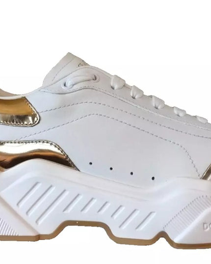 Dolce & Gabbana White Gold DAYMASTER Leather Sneakers Mens Shoes