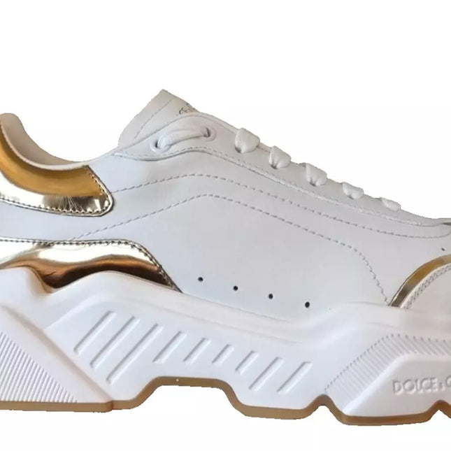 Dolce & Gabbana White Gold DAYMASTER Leather Sneakers Mens Shoes