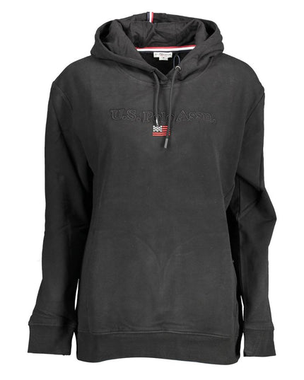 U.S. POLO ASSN. Black Cotton Women Sweater With Contrasting Details