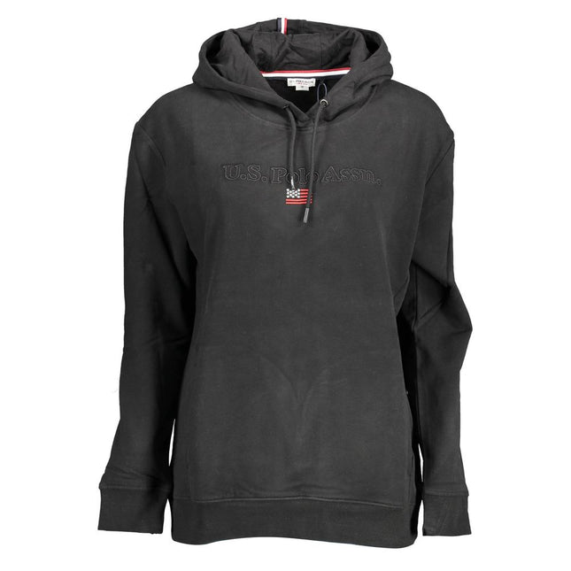 U.S. POLO ASSN. Black Cotton Women Sweater With Contrasting Details