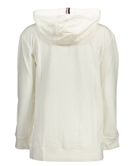 U.S. POLO ASSN. White Cotton Women Sweater with Hood and Pockets