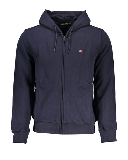 Napapijri Blue Cotton Men Sweater with Hood