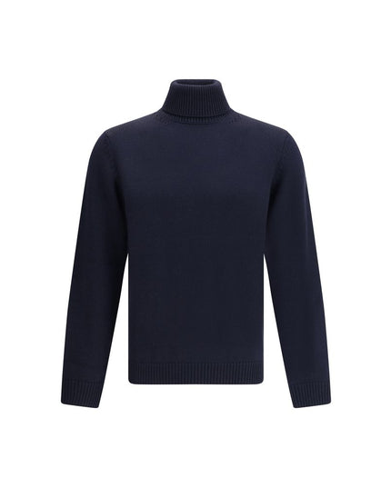 Roberto Collina Blue Merino Wool Turtleneck