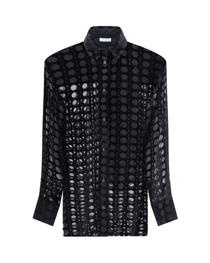 Ferragamo Black Silk Pattern Shirt