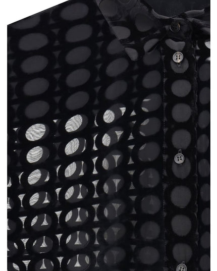 Ferragamo Black Silk Pattern Shirt