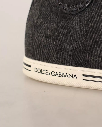 Dolce & Gabbana Gray Wool Cotton Casual High Top Sneakers