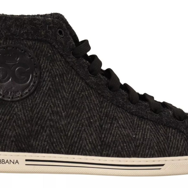 Dolce & Gabbana Gray Wool Cotton Casual High Top Sneakers