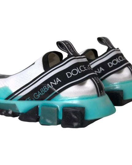 Dolce & Gabbana Black White Blue Slip On Sorrento Sneakers