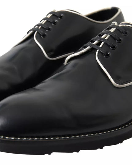 Dolce & Gabbana Black White Leather Formal Dress Shoes