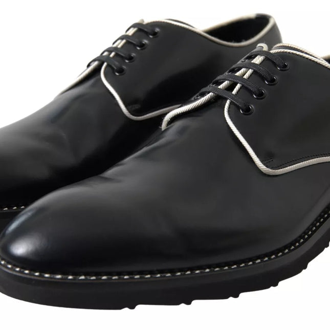 Dolce & Gabbana Black White Leather Formal Dress Shoes