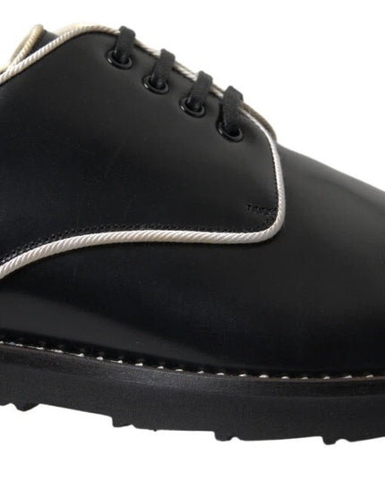 Dolce & Gabbana Black White Leather Formal Dress Shoes