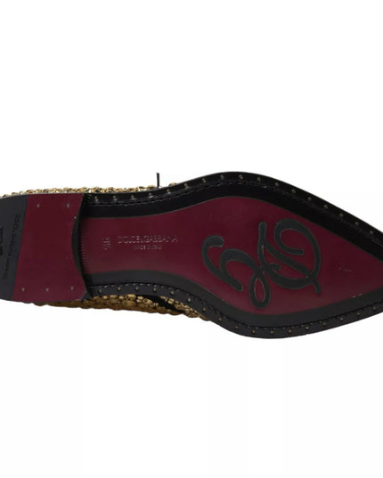Dolce & Gabbana Black Gold Embellished Derby Shoes