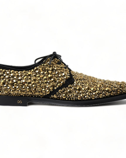Dolce & Gabbana Black Gold Embellished Derby Shoes