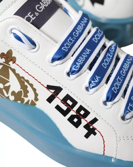 Dolce & Gabbana Blue White Printed Portofino Melt Sneakers