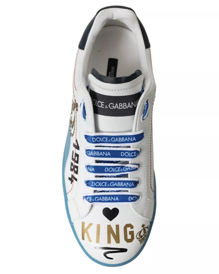 Dolce & Gabbana Blue White Printed Portofino Melt Sneakers