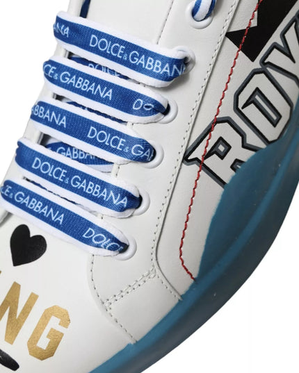 Dolce & Gabbana Blue White Printed Portofino Melt Sneakers