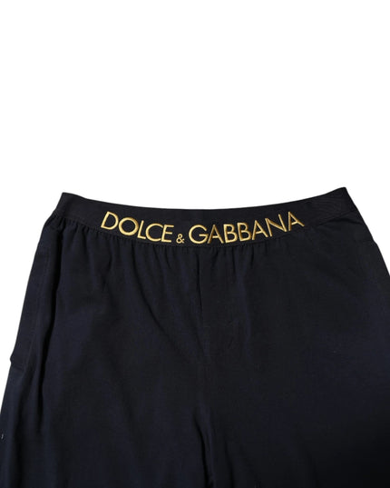 Dolce & Gabbana Black Modal Spandex Straight Logo Trouser Pants