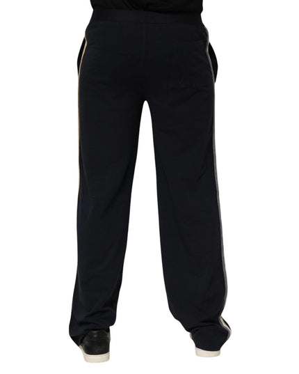 Dolce & Gabbana Black Modal Spandex Straight Logo Trouser Pants