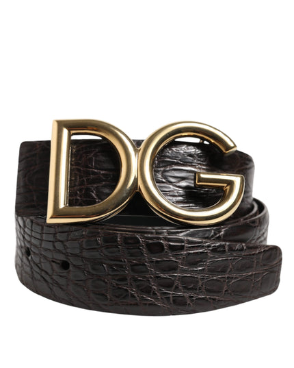 Dolce & Gabbana Black Exotic Leather DG Logo Buckle Belt