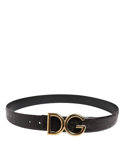 Dolce & Gabbana Black Exotic Leather DG Logo Buckle Belt