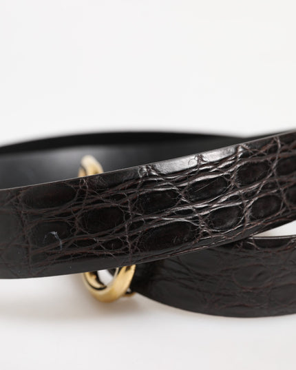 Dolce & Gabbana Black Exotic Leather DG Logo Buckle Belt