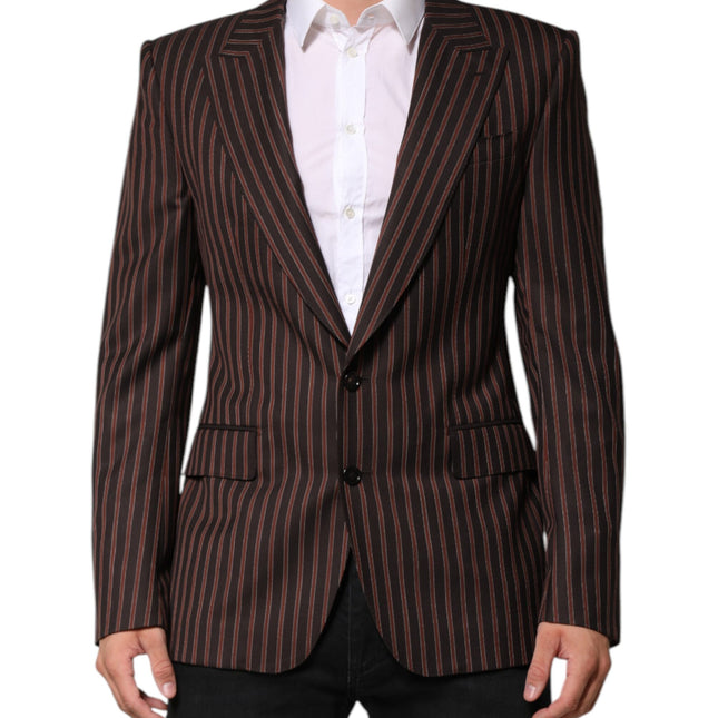 Dolce & Gabbana Black Brown Stripe Single Breasted Blazer