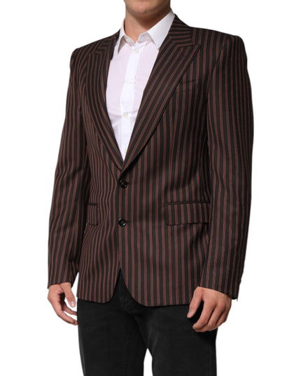Dolce & Gabbana Black Brown Stripe Single Breasted Blazer